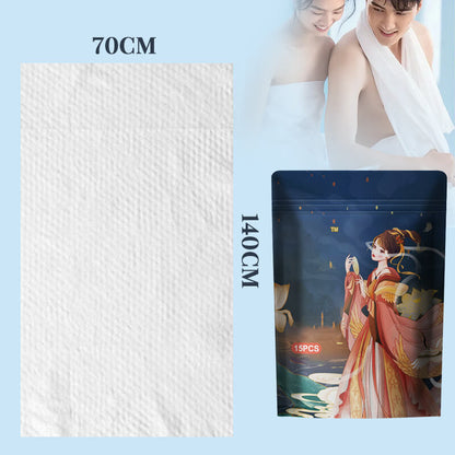 Vacuum compression portable bath towel