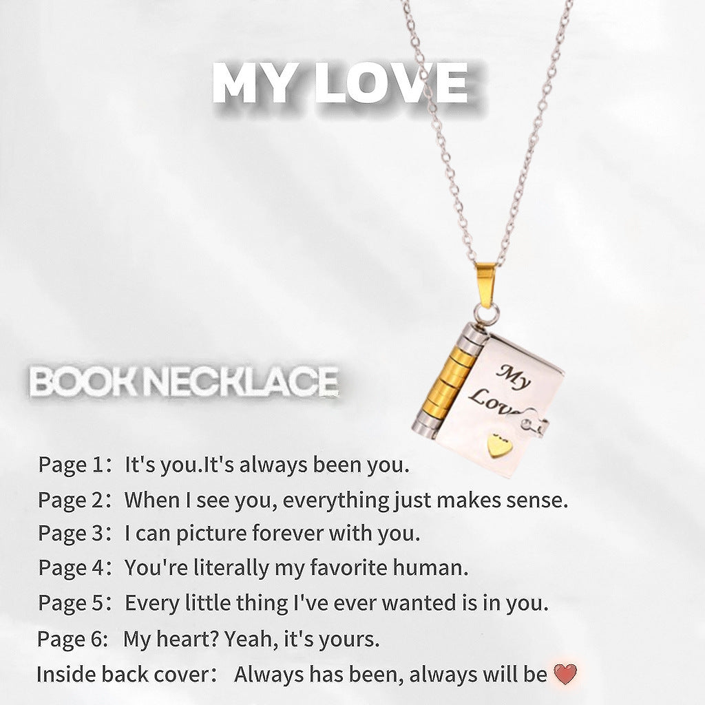 My Little Star Book Necklace for Daughter, Birthday Day Gift Graduation Jewelry of Love