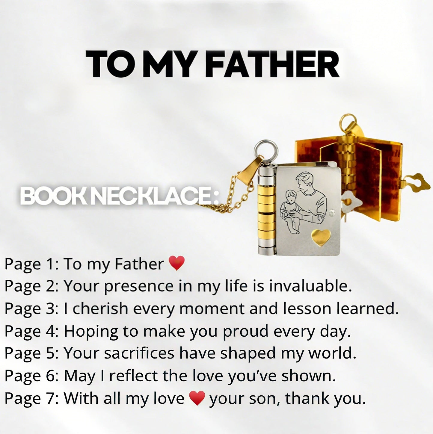 My Little Star Book Necklace for Daughter, Birthday Day Gift Graduation Jewelry of Love