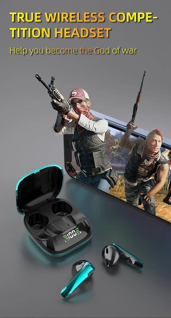 Sports Waterproof Wireless Earphone Noise Cancelling Earbuds Gamer