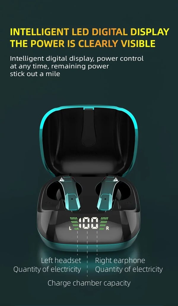 Sports Waterproof Wireless Earphone Noise Cancelling Earbuds Gamer