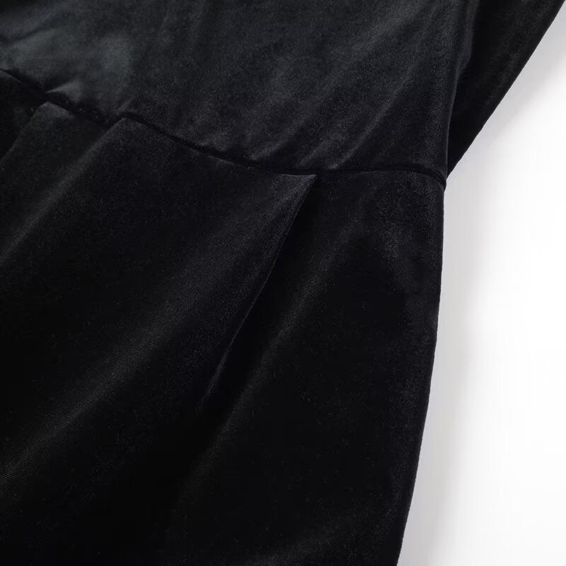 Endless Celebration Velvet Jewel Embellished Trim Long Sleeve Pocketed Mini Dress