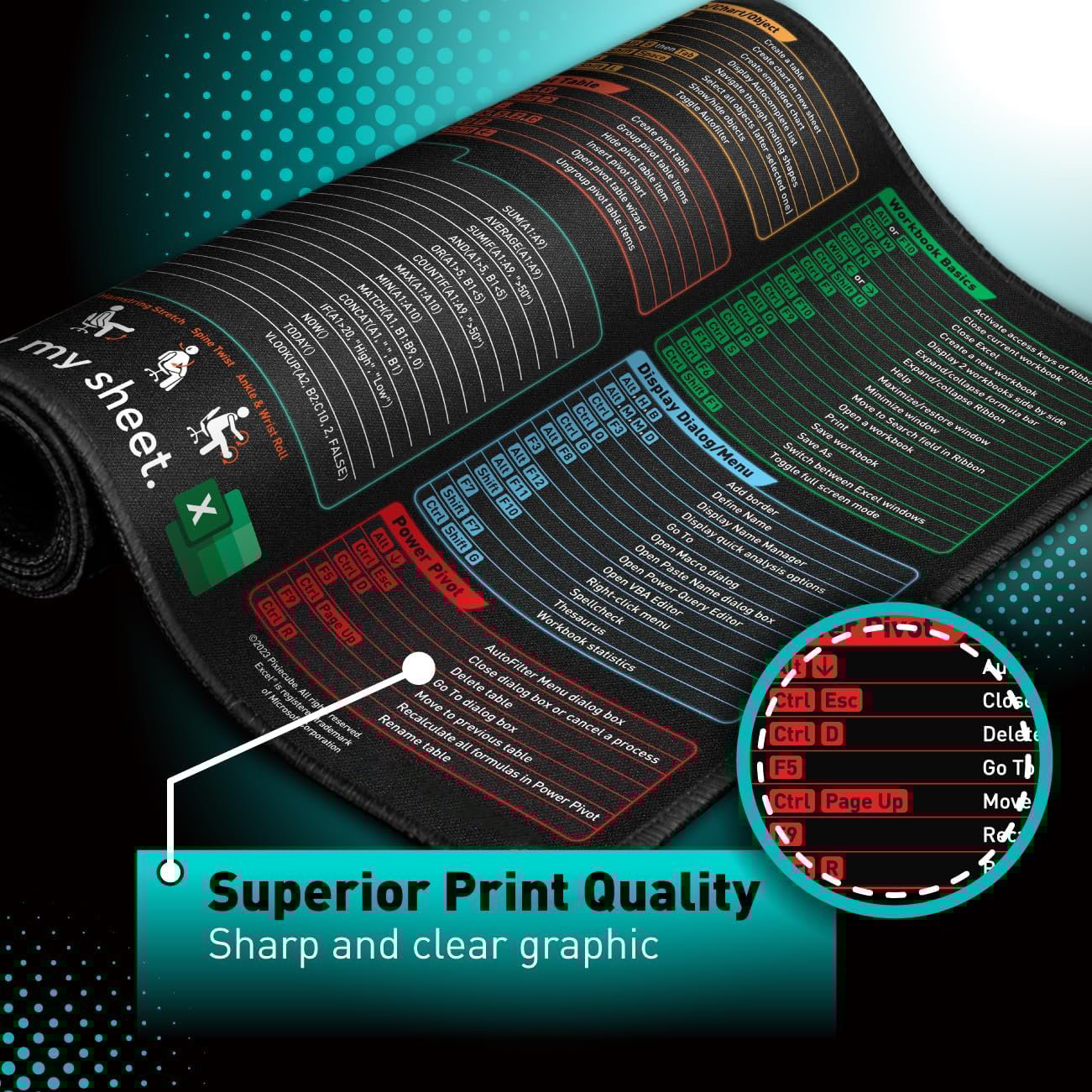 Excel Cheat Sheet Desk Mat