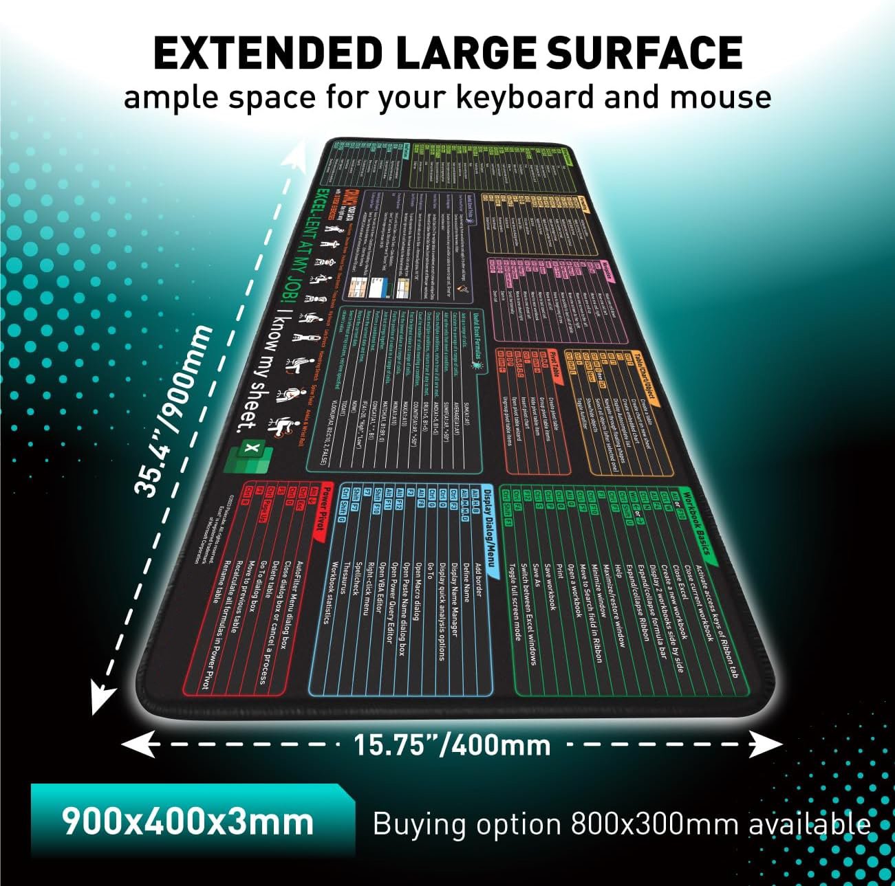 Excel Cheat Sheet Desk Mat