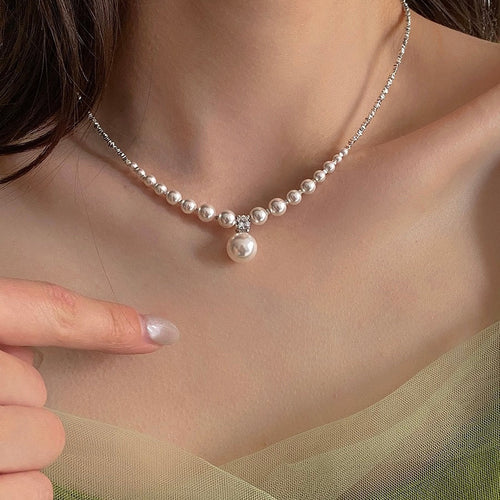 Niche design crushed silver pearl necklace