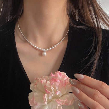 Niche design crushed silver pearl necklace