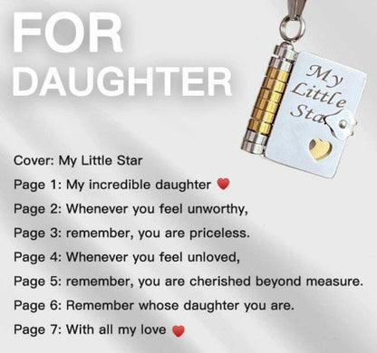 My Little Star Book Necklace for Daughter, Birthday Day Gift Graduation Jewelry of Love