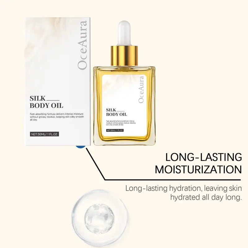 Oceaura Silk Soft Body Oil 30ML, Deep Moisturizing & Long-Lasting Hydration, Non-Greasy Formula, Nourishing Skin Care Essential