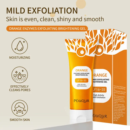 POUQUR Orange Enzyme Exfoliating Gel. Deeply cleanses facial skin , removes dead cells, while providing moisturization for both the face and body Gentle