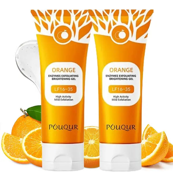 POUQUR Orange Enzyme Exfoliating Gel. Deeply cleanses facial skin , removes dead cells, while providing moisturization for both the face and body Gentle