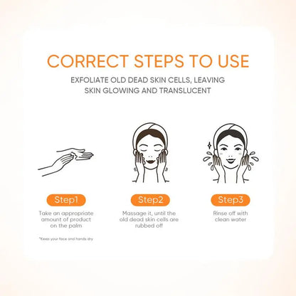 POUQUR Orange Enzyme Exfoliating Gel. Deeply cleanses facial skin , removes dead cells, while providing moisturization for both the face and body Gentle