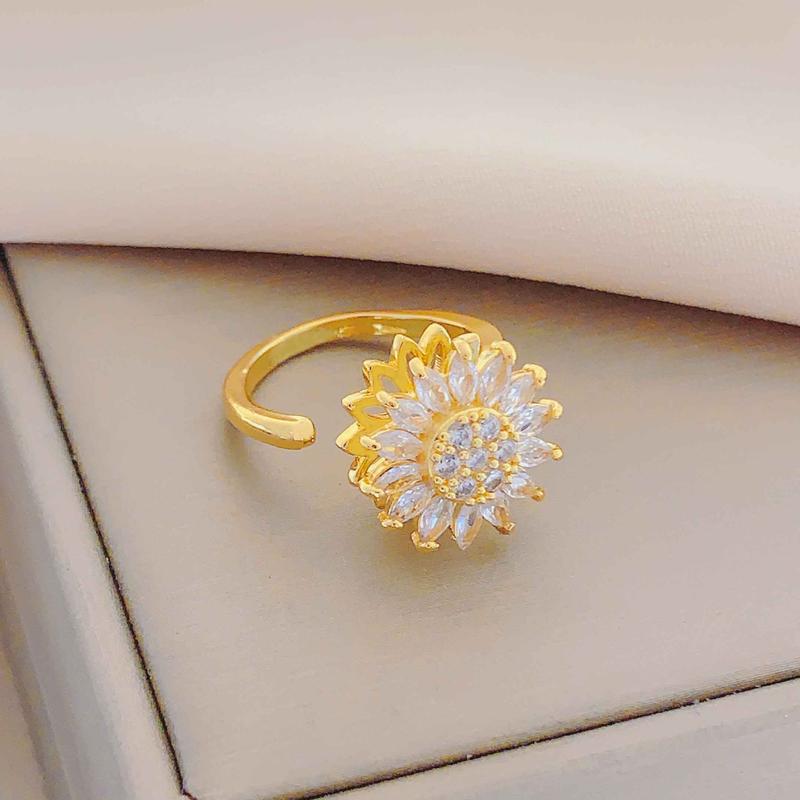 Spinning Sunflower Worry Ring for Anxiety Relief - Perfect Gift for Friendship and Family