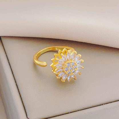 Spinning Sunflower Worry Ring for Anxiety Relief - Perfect Gift for Friendship and Family