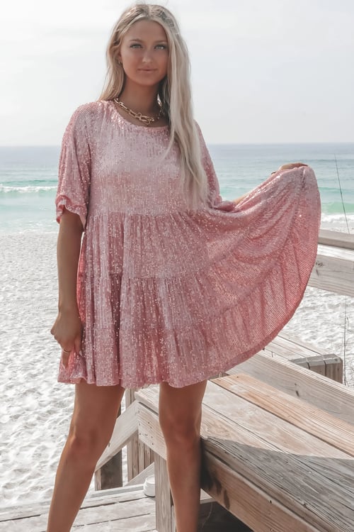 Seaside Vacation Casual Dress Sequin Party Cute Dress