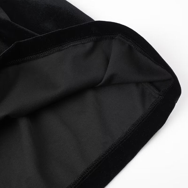 Endless Celebration Velvet Jewel Embellished Trim Long Sleeve Pocketed Mini Dress