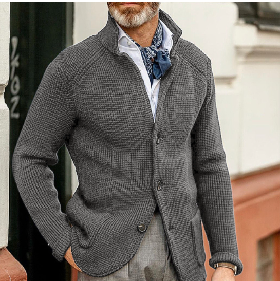Men's Elegant Lapel Knitted Pocket Jacket( NEW )