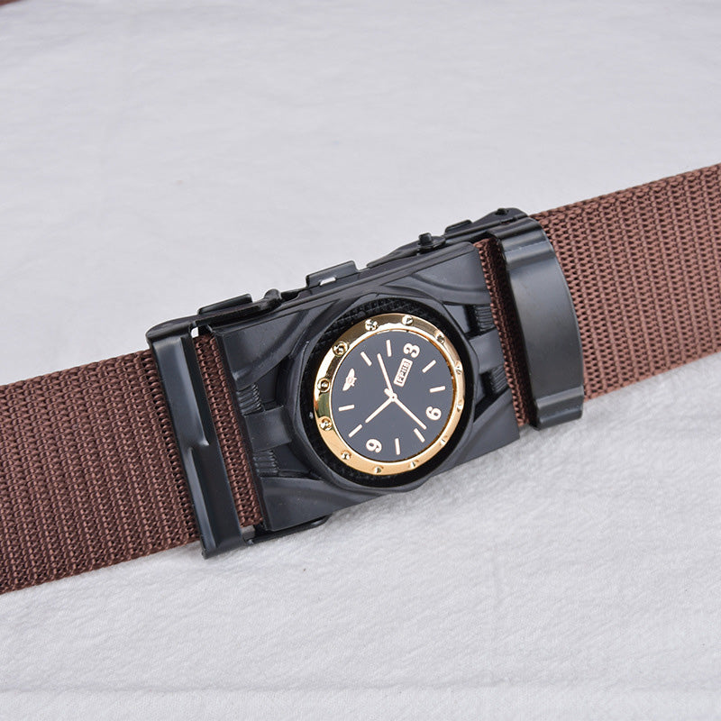 Men's Canvas Nylon Smooth Buckle Alloy Belt