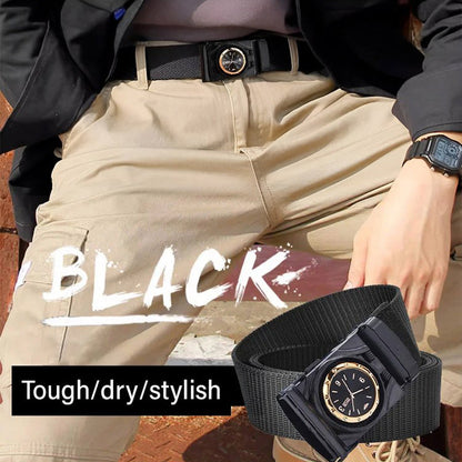 Men's Canvas Nylon Smooth Buckle Alloy Belt