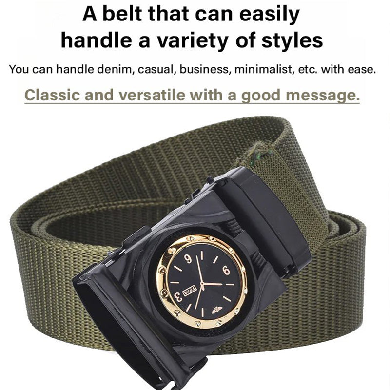 Men's Canvas Nylon Smooth Buckle Alloy Belt