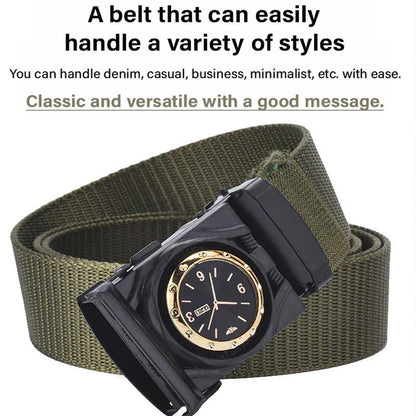 Men's Canvas Nylon Smooth Buckle Alloy Belt