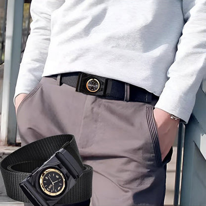 Men's Canvas Nylon Smooth Buckle Alloy Belt
