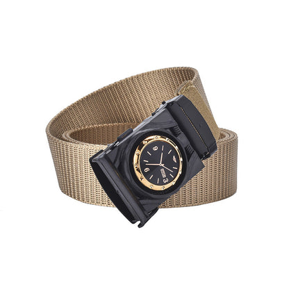Men's Canvas Nylon Smooth Buckle Alloy Belt
