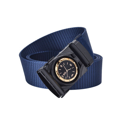 Men's Canvas Nylon Smooth Buckle Alloy Belt