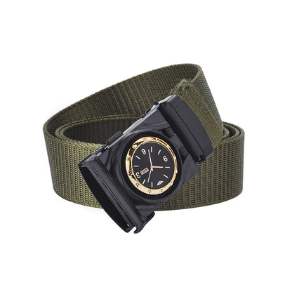Men's Canvas Nylon Smooth Buckle Alloy Belt