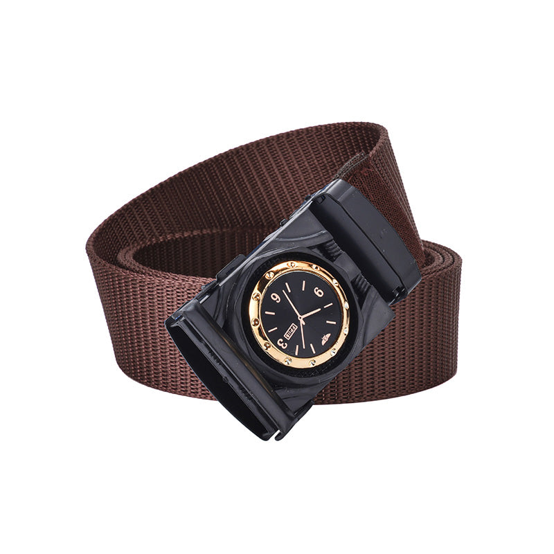 Men's Canvas Nylon Smooth Buckle Alloy Belt