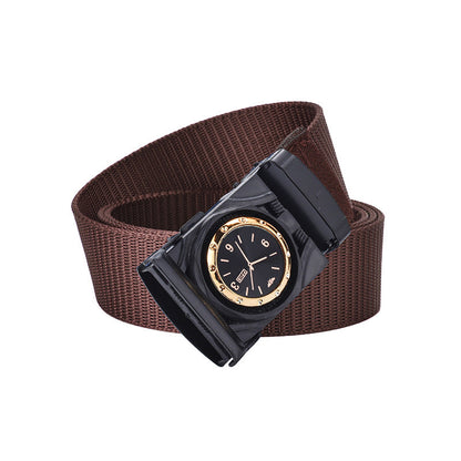 Men's Canvas Nylon Smooth Buckle Alloy Belt