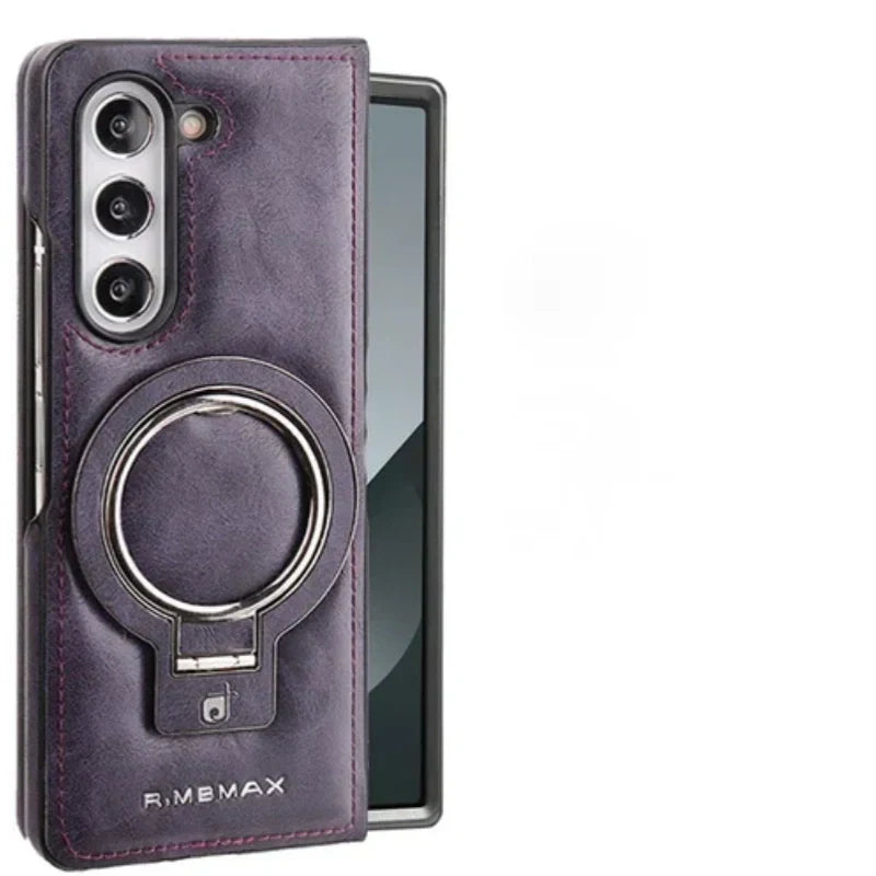 New Arrival-Luxury Leather Invisible MagSafe Stand Protective Shell for Samsung Z Fold 6/5/4/3