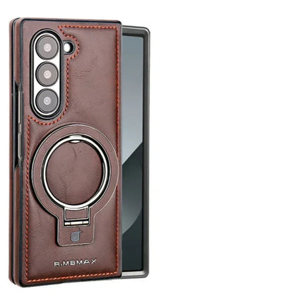 New Arrival-Luxury Leather Invisible MagSafe Stand Protective Shell for Samsung Z Fold 6/5/4/3