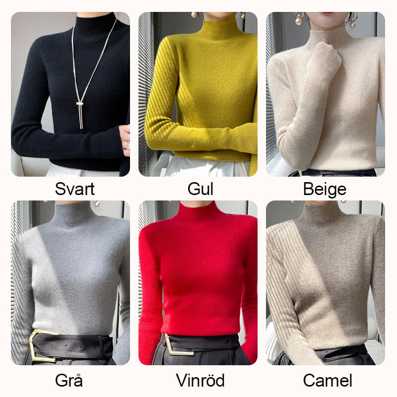 Erin 100% Wool Simple Mock Neck Slim Fit Sweater