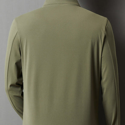 Men's Solid Half Zip Long Sleeve Tops