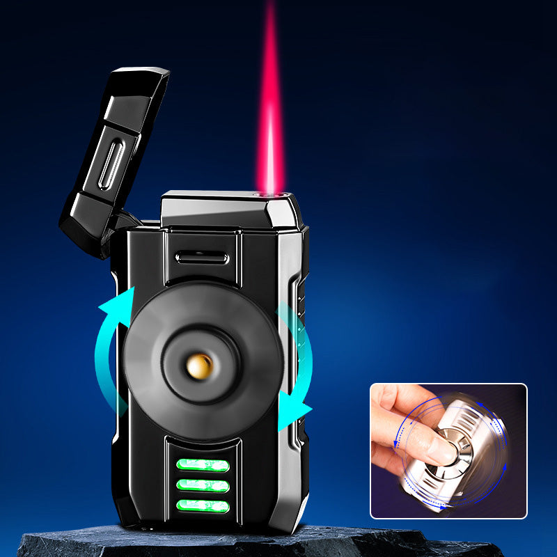 Spinning Top Windproof Button Jet Flame Lighter
