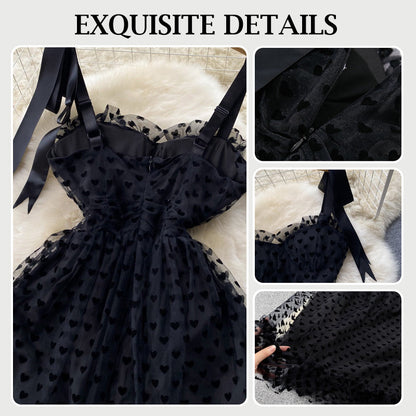 Perfect Guest Tulle Polka Dot Sweetheart Bustier A-Line Midi Dress