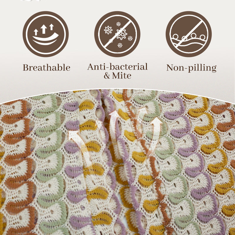 Bondi Beach Knit Colorful Wave Print Long Sleeve Vacation Maxi Dress