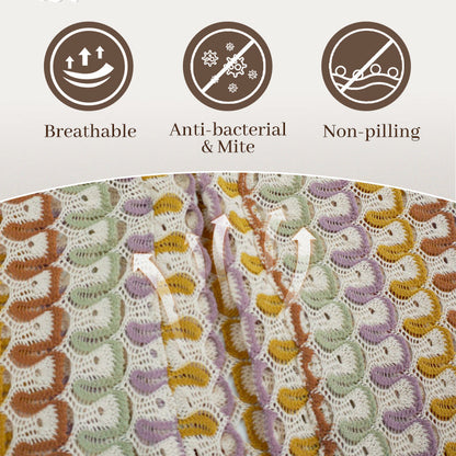 Bondi Beach Knit Colorful Wave Print Long Sleeve Vacation Maxi Dress