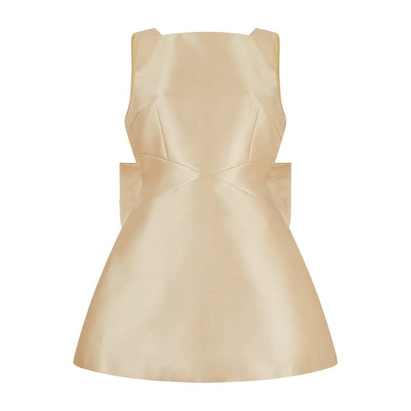 Ultimate Muse Satin Oversized Bow Detail Square Neck Mini Dress