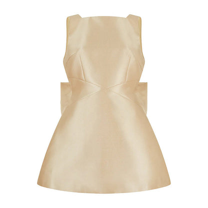 Ultimate Muse Satin Oversized Bow Detail Square Neck Mini Dress