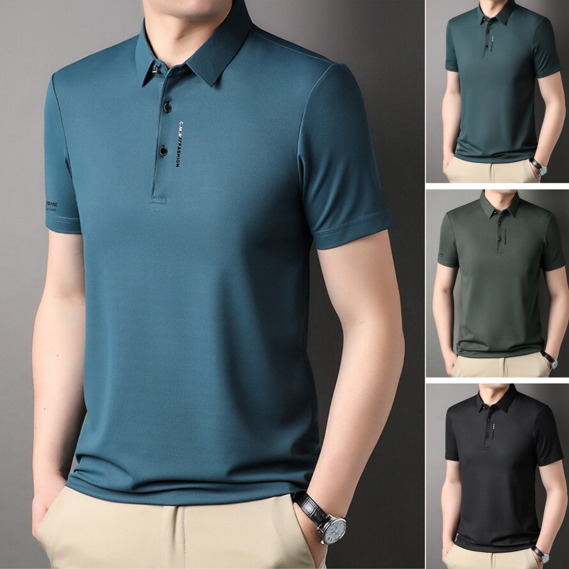Men's Short Sleeve Slim Fit Collared T-Shirt