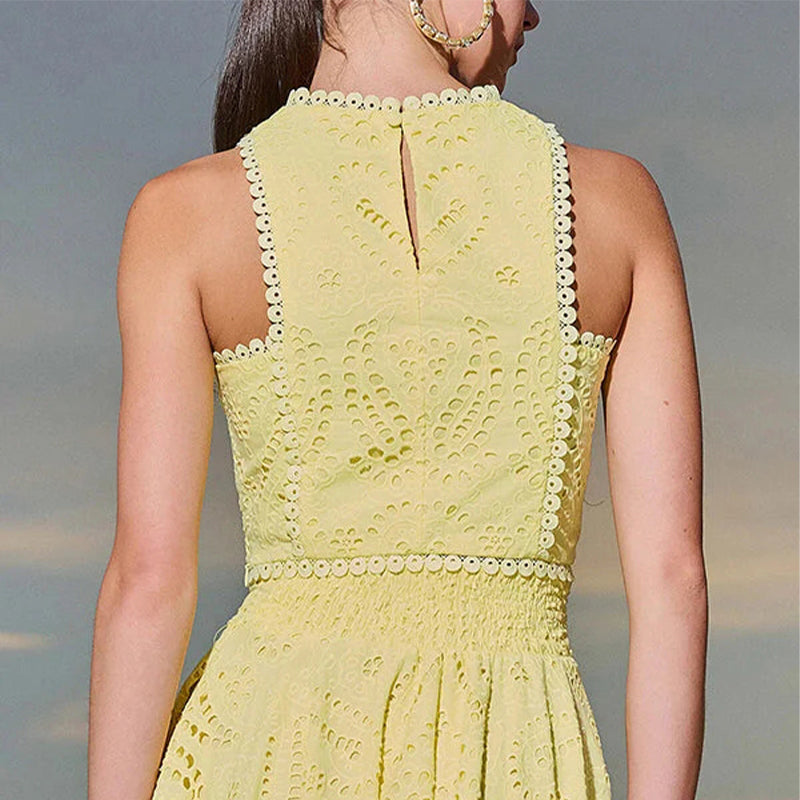 Paris Dreaming Embroidered Lace Crop Tank Top