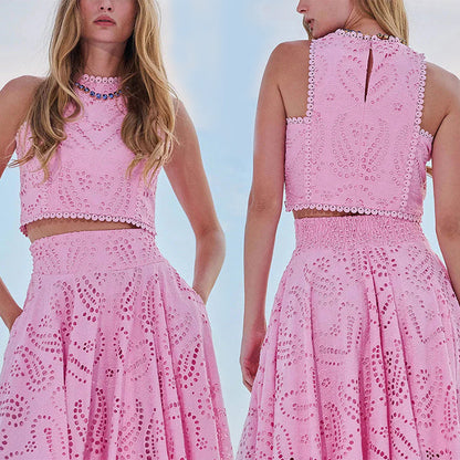 Paris Dreaming Embroidered Lace Crop Tank Top