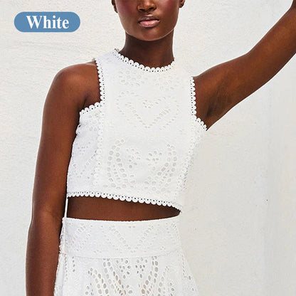 Paris Dreaming Embroidered Lace Crop Tank Top