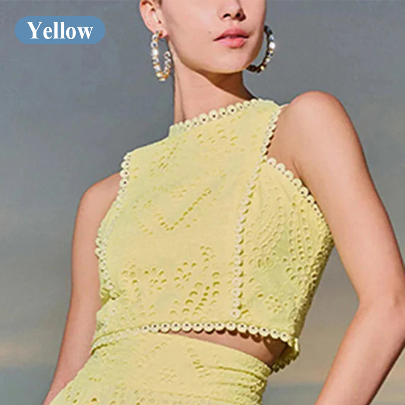 Paris Dreaming Embroidered Lace Crop Tank Top