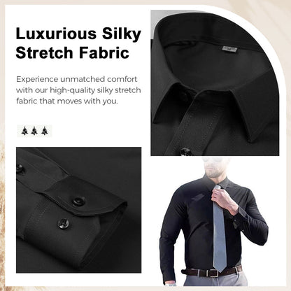 Men's Silky Wrinkle Resistant Solid Color Stretch Shirt🔥💕(BUY 2 FREE SHIPPING)