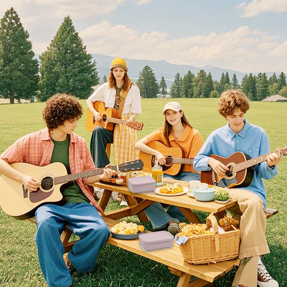 4PCS/Set Reusable Silicone Bento Box with Lid