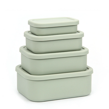 4PCS/Set Reusable Silicone Bento Box with Lid