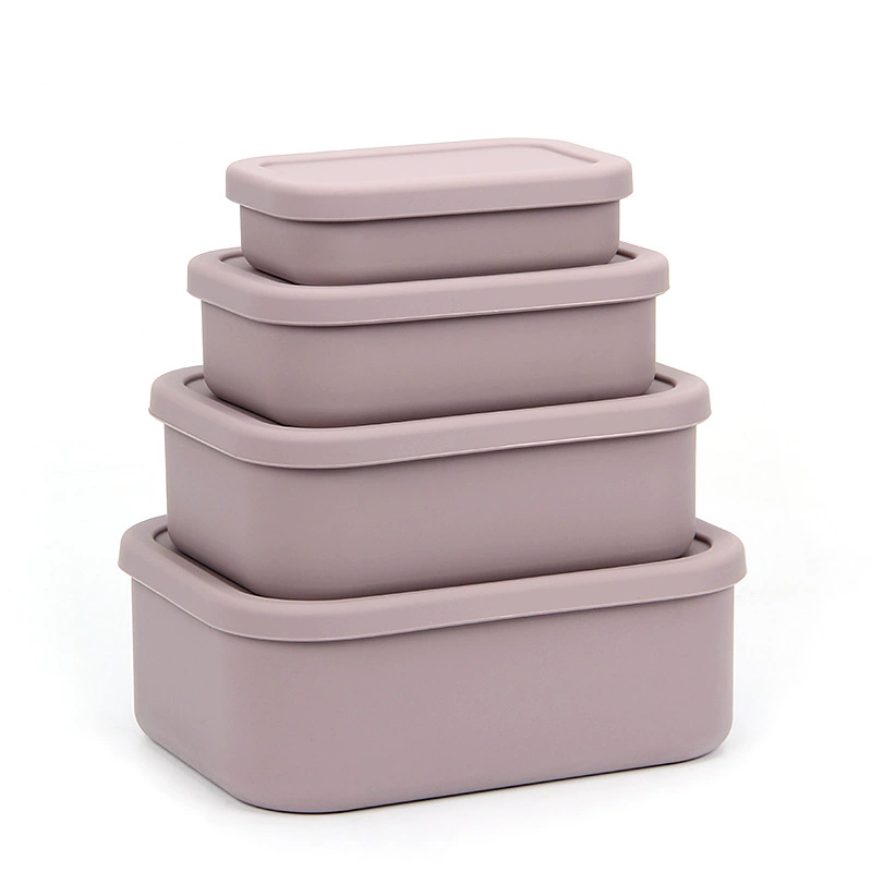 4PCS/Set Reusable Silicone Bento Box with Lid