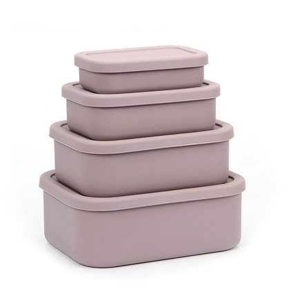 4PCS/Set Reusable Silicone Bento Box with Lid